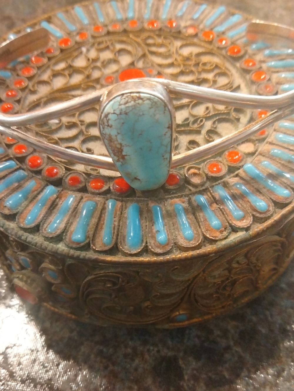 Sterling Silver Turquoise Cuff Bracelet - Turquoise